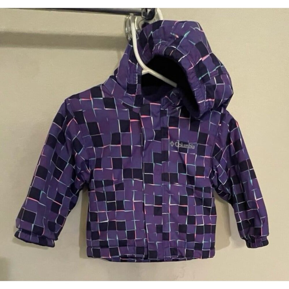 Purple Columbia Little Girl Toddler Zipper Jacket with Hood, Size 12-18 months